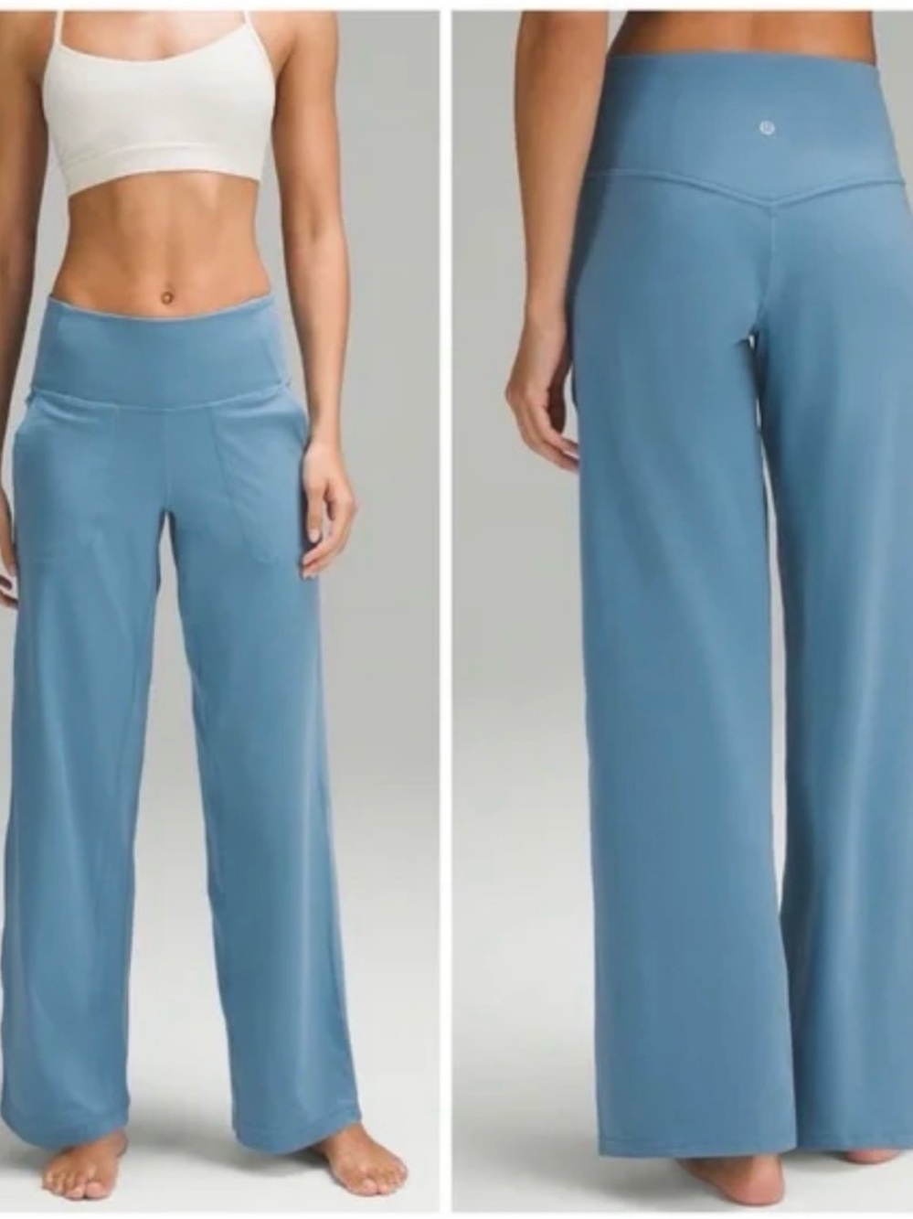 lululemon athletica Wide-Leg High-Rise Yoga Pants in Dusty Blue